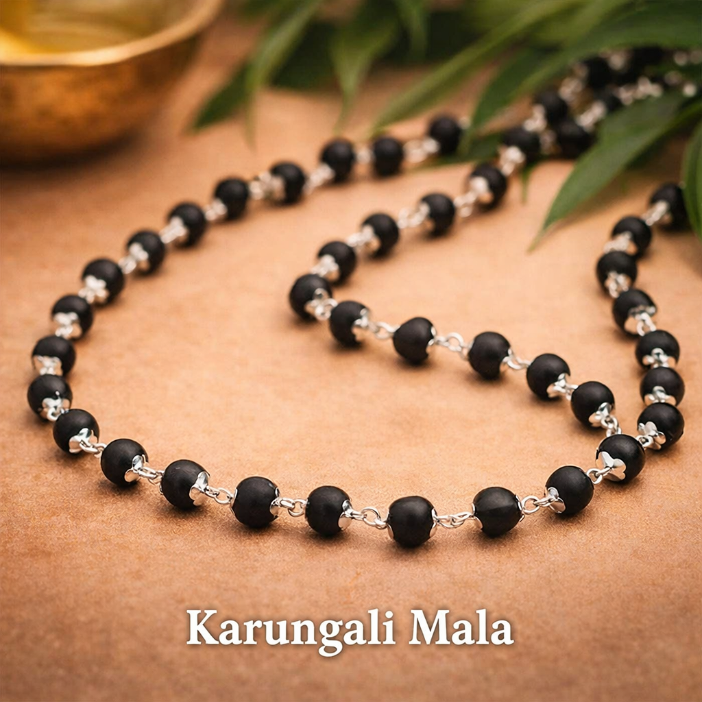 🖤 Silver Plated Karungali Mala – Protection, Strength & Positive Energy
