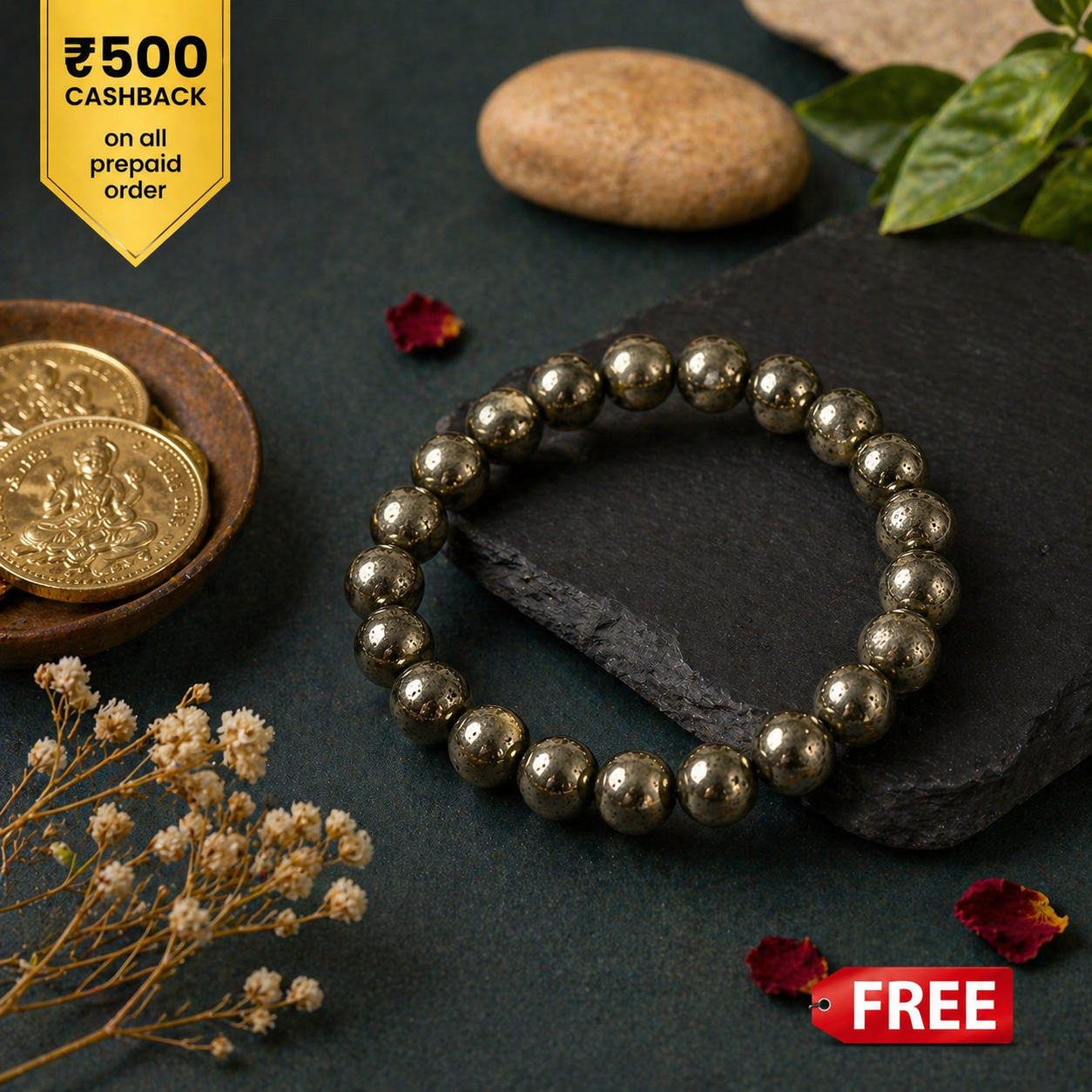 Raw Pyrite Bracelet – Stone of Wealth, Protection & Abundance