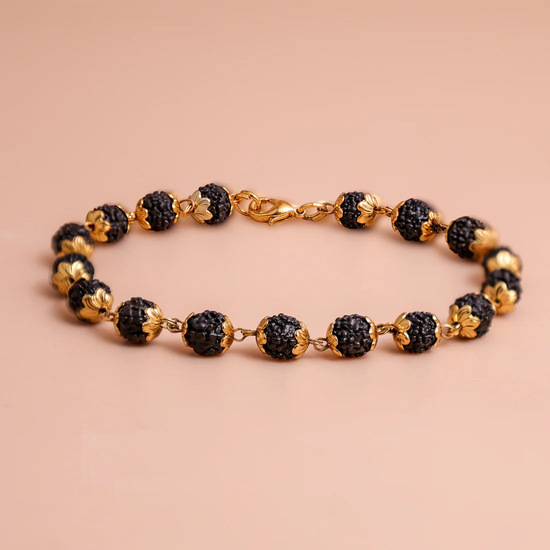 🖤✨ Gold Plated Rudraksha Bracelet – Protection, Peace & Divine Energy